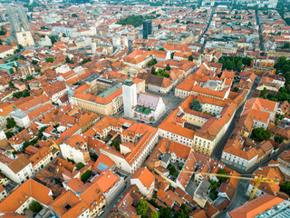 Fototapeta na wymiar Aerial drone view of Zagreb, Croatia