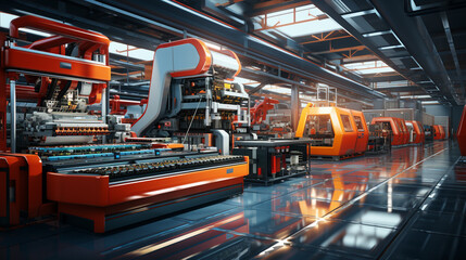 Fototapeta premium A modern factory with automated processes. Generative Ai