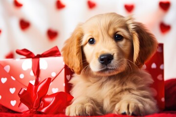 Cute dog valentines day background