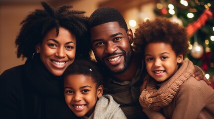 Fototapeta premium A happy African-American family. Generative AI