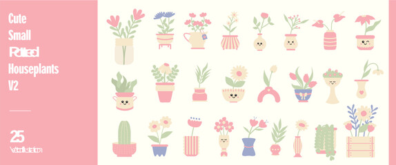 Cute Small Potted Houseplants Illustration 2