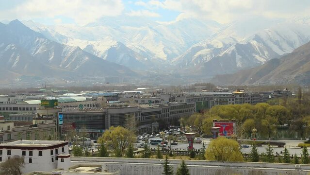 Time lapse of Lhasa city skyline in March