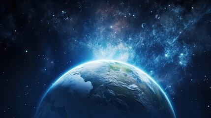 Fototapeta na wymiar Blue Earth in the space