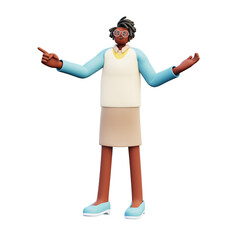 female teacher explaining 3d illustration