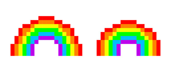 8 bit rainbow icon, pixel art rainbow, isolated no background 8bit rainbow icon, vector