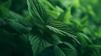 Green Patterns Unveiled: Captivating Close-Up of Plant Leaves
