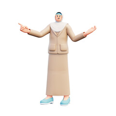 5 hijab teacher explaining 3d illustration