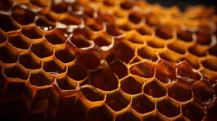 Close up of Honeycomb on black background