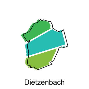 Map of Dietzenbach colorful geometric outline design, World map country vector illustration template