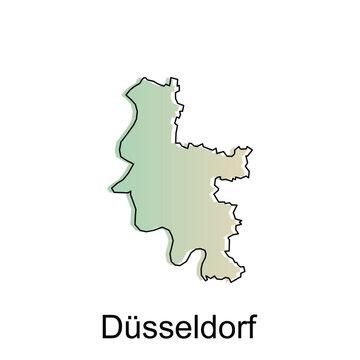 Map of Dusseldorf colorful geometric outline design, World map country vector illustration template