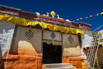 Century Old Gumba and Gompas monastery around Chhoser Village in Upper Mustang of Nepal