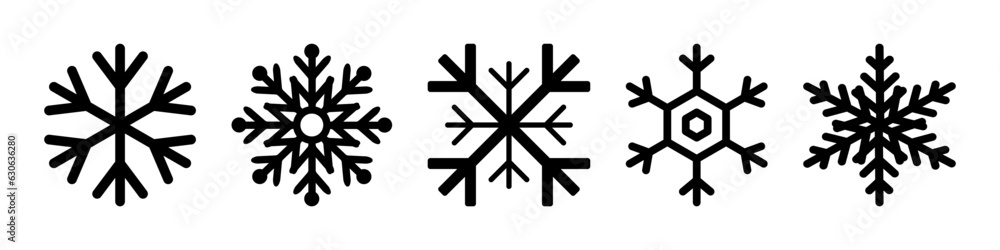 Poster snow. snowflake. snowflakes black vector icons. snow shape. snowflake icon. snow flake different sha