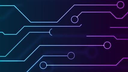 Abstract blue ultraviolet neon technology background with circuit board lines. Video animation Ultra HD 4K 3840x2160