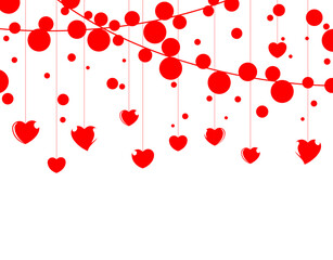 Vector illustration for valentine day, red heart pattern on white background,Birthday greeting card and copy space