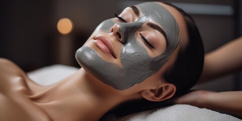 Woman in mask on face in spa beauty salon