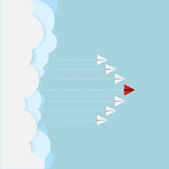 Fototapeta premium Paper airplanes designs Think differently, leadership, trends, creative solution and unique way concept. Be different.