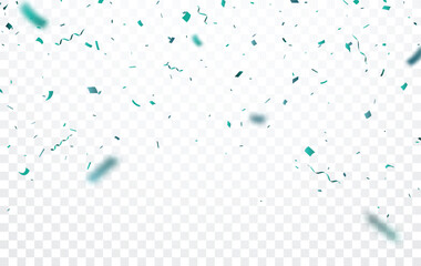 Falling blue confetti, isolated on white background
