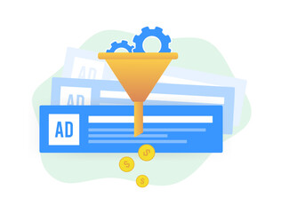 PPC Advertising Conversion Optimization - Contextual Ad Campaigns, behavioral targeting and retargeting strategy. Boost ROI with Strategic Digital Marketing campaign - obrazy, fototapety, plakaty