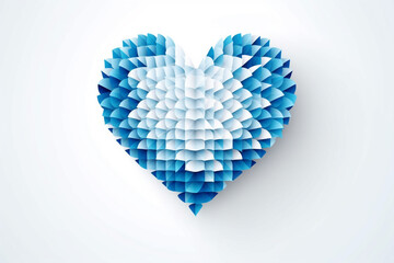 Blue tones heart shaped on white background