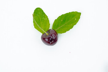 red sweet cherry isolated on white background