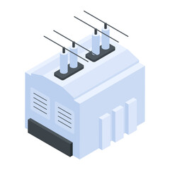An isometric icon of power transformer 