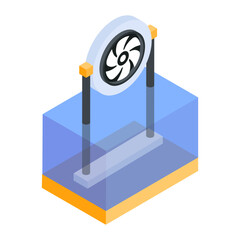 An isometric icon of water turbine © Vectors Market