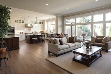 Obraz na płótnie Canvas Modern living room interior with stylish comfortable sofa,Generative AI
