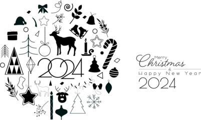 A set of Christmas icons. Modern minimalist design.