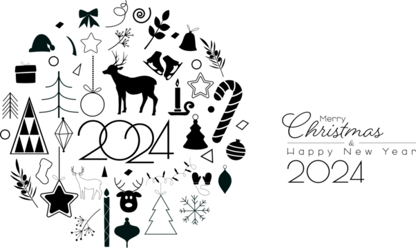 A set of Christmas icons. Modern minimalist design.
