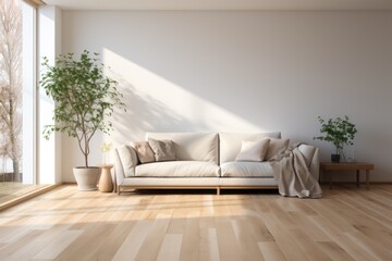 Living room, natural light, sofa and decorative, Generative ai