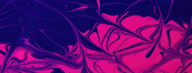 Abstract fluid art background navy blue and purple colors. Liquid marble. Acrylic painting on canvas with gradient.