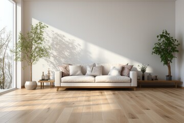Living room, natural light, sofa and decorative, Generative ai