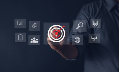 Naklejka premium Business strategy and action plan. Set goals. Business concept. business development ideas 