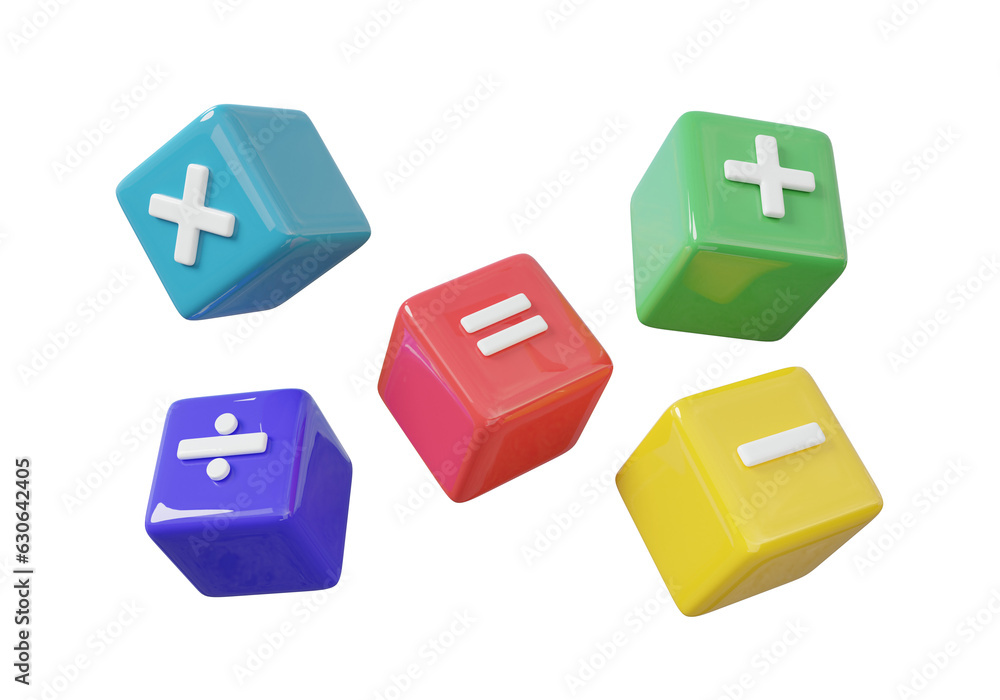 Poster mathematic learning education concept on isolated background. basic math operation colorful icon sym
