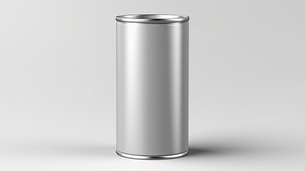 Can mockup metal isolated on gray white background silver steel blank drink