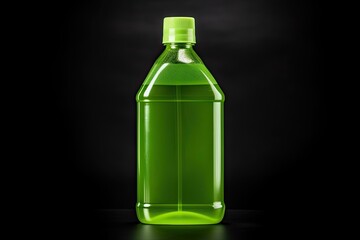 Plastic bottle for detergent cleaning agent iIsolated on black background