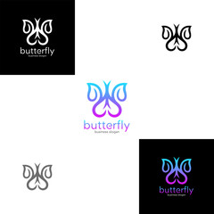 Butterfly logo template icon symbol with vibrant color