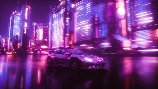 Sci-FI City with riding Sport Car Loop