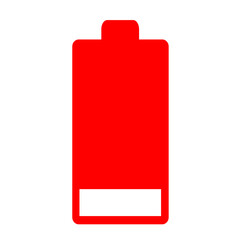 A battery icon with a warning mark when the remaining amount is low.
