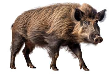 Wild Boar isolated on transparent background , generative ai