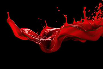 Splashes of red liquid isolated on black background