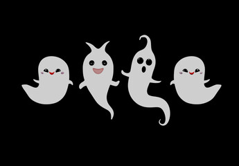 Ghost shadow funny cute for halloween character design. Ghost character Costume evil or Character creepy funny cute. Image 3D rendering.