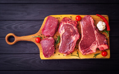 Raw marble beef ( Black angus ) on board