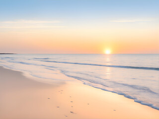 Fototapeta na wymiar Serene beach with white space sunrise