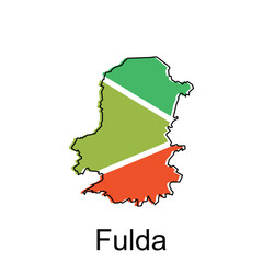 Fulda City of German map vector illustration, vector template with outline graphic sketch style isolated on white background