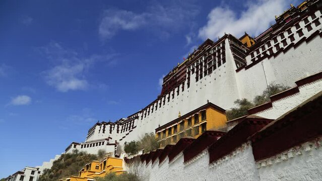 Time lapse of Potala Palace in Tibet, China.