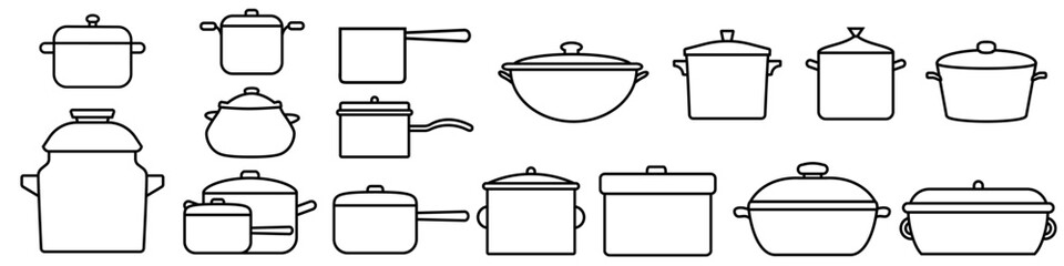 Pot icon vector set. kitchen illustration sign collection. kitchenware symbol. Food logo.