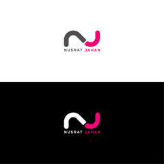 NJ letter logo. vector design.