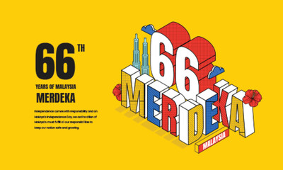 Malaysia 66th Independence Day Isometric Design - Powered by Adobe
