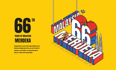Malaysia Independence Day Isometric Design